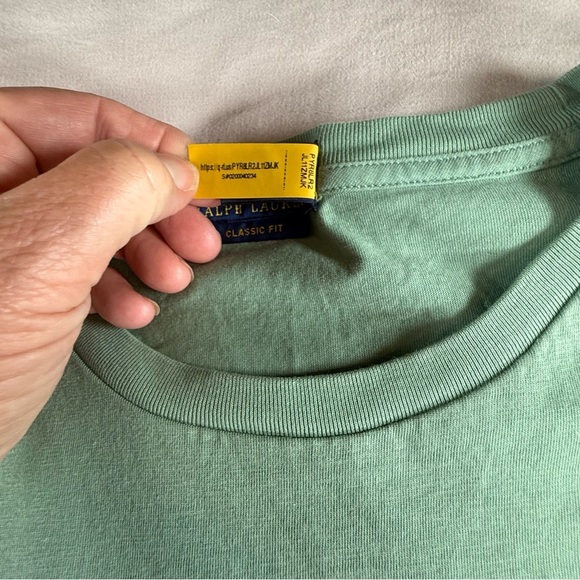 Ralph Lauren Green Tee with Plaid Logo - Picture 5 of 11